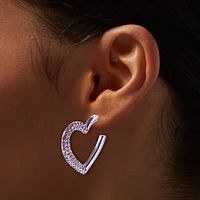 Anodized Crystal Heart Hoop Earrings