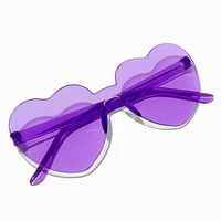 Purple Heart Shaped Rimless Sunglasses