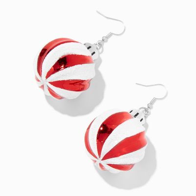 Striped Christmas Ornament 2'' Drop Earrings