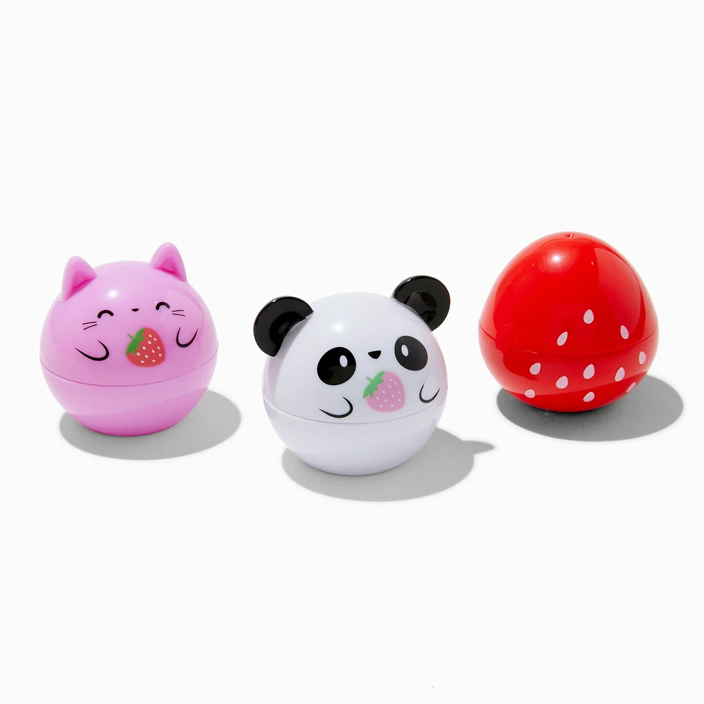 Strawberry Critters Flavored Lip Balm Pot Set - 3 Pack