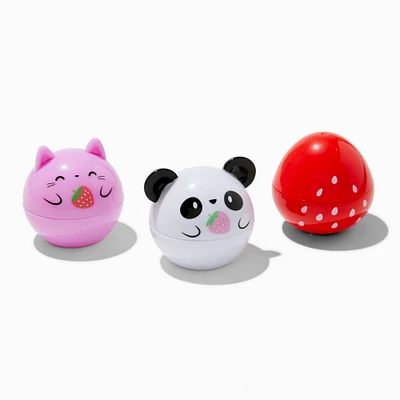 Strawberry Critters Flavored Lip Balm Pot Set - 3 Pack