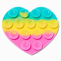 Striped Heart Silicone Suction Phone Case Adhesive Mount