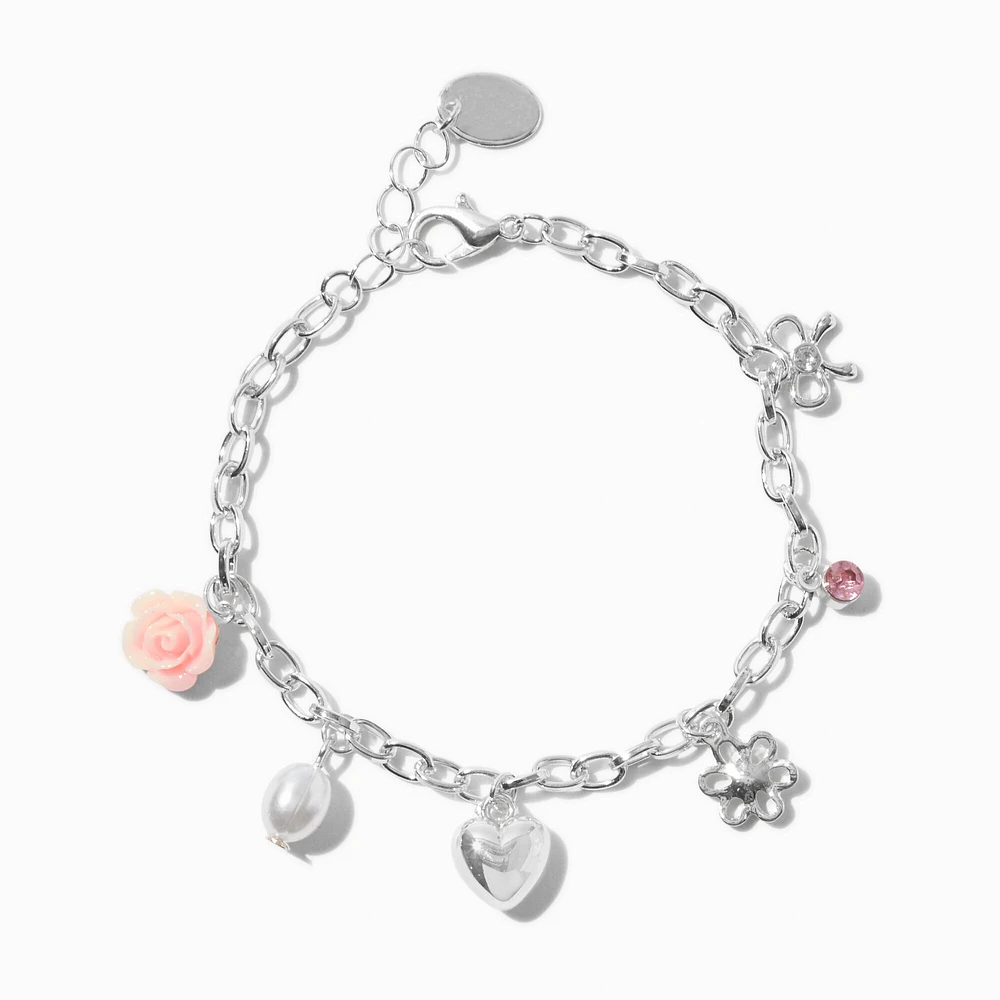 Silver-tone Coquette Charm Bracelet