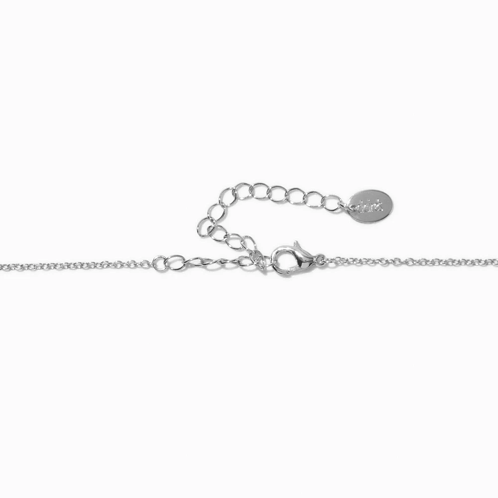 Silver-tone Cubic Zirconia Clover Choker Necklace