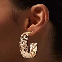 Gold-tone Crinkle Hoop Earrings