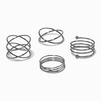 Hematite Spiral Rings - 4 Pack