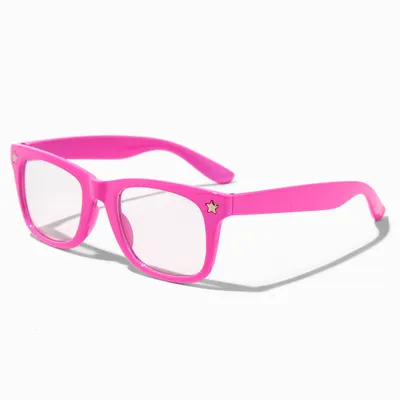 Claire's Club Solar Blue Light Reducing Retro Clear Lens Pink Star Frames
