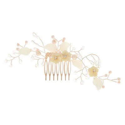 Rose Gold Large Floral Branch Hair Comb
