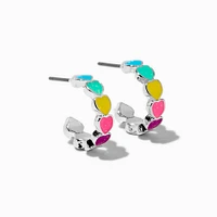 Glow in the Dark Rainbow Heart Hoop Earrings