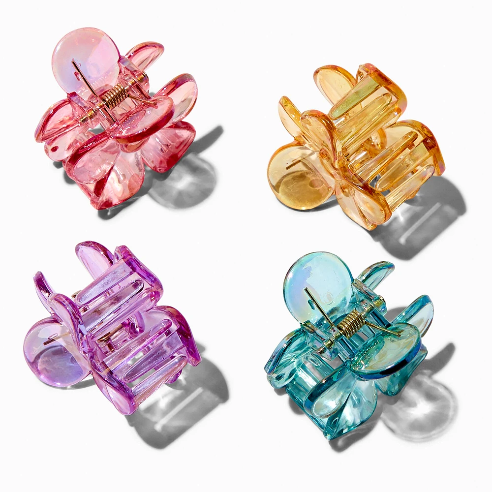 Iridescent Jewel Tone Flower Hair Claws - 4 Pack