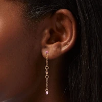 Pink Cubic Zirconia Gold-tone 1.5" Drop Earrings