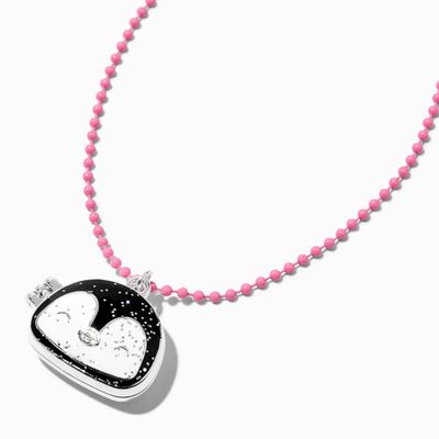 Claire's Club Pink Penguin Glitter Locket Necklace