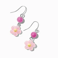 UV Color-Changing Pink Daisy Drop Earrings