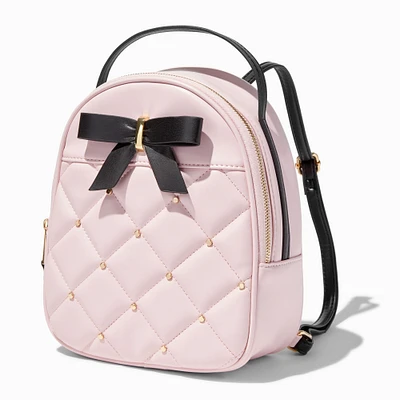 Pink Quilted Coquette Bow Small Backpack