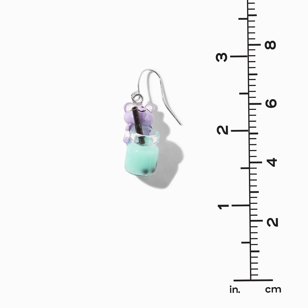 Purple Hamster Teal Boba Tea Drop Earrings