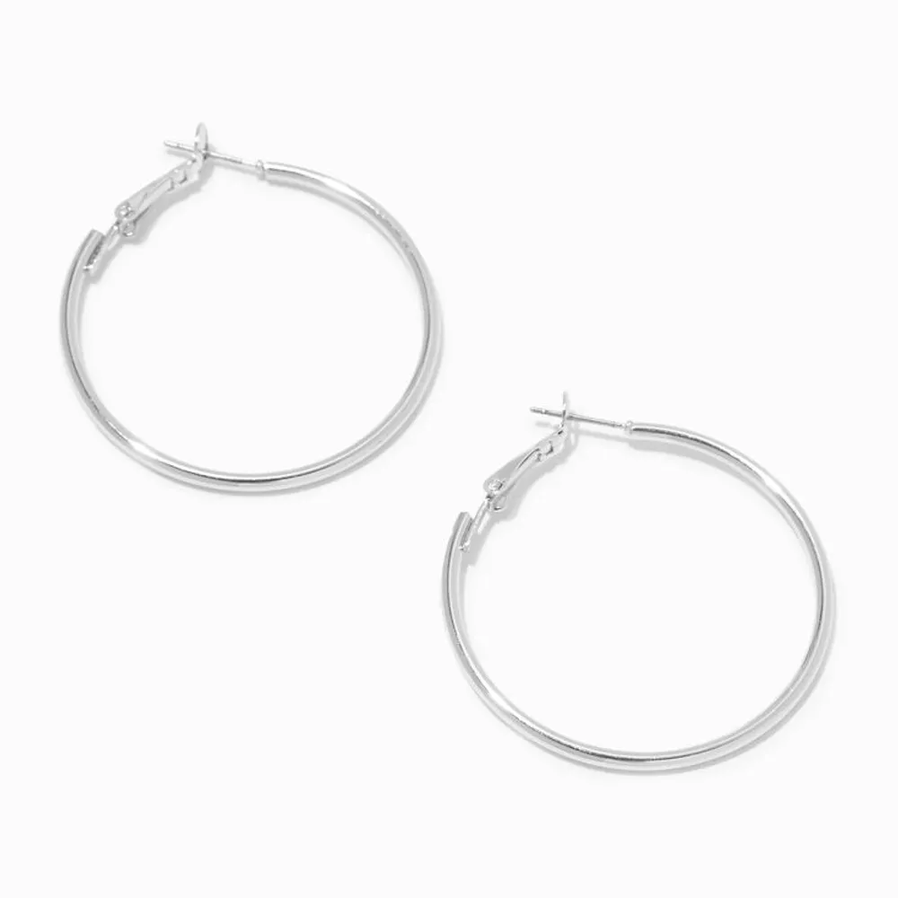 Claire's Recycled Jewelry Silver-tone 40MM Hoop Earrings