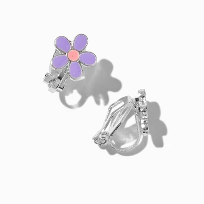 Purple Daisy Clip-On Earrings