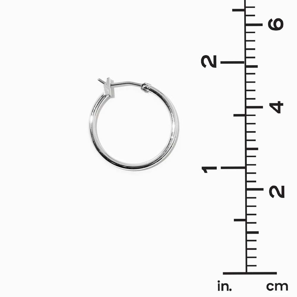 Silver-tone Graduated Hinge Hoop Earrings - 3 Pack