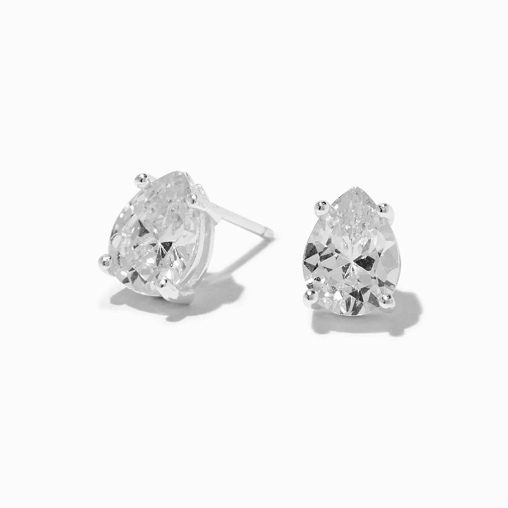 C LUXE by Claire's Sterling Silver Cubic Zirconia 8mm Pear Stud Earrings