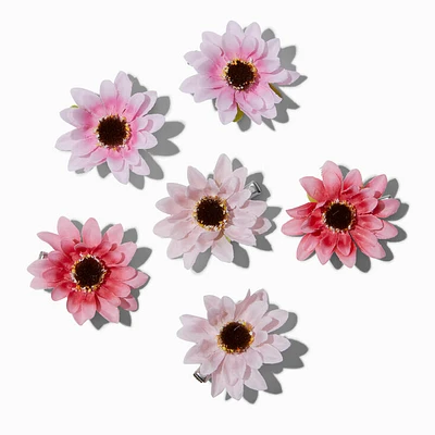 Pink Daisy Flower Hair Clips - 6 Pack