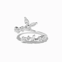 Silver-tone Cubic Zirconia Butterfly Wrap Ring