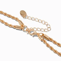 Gold-tone Twisted Double Rope Knot Multi-Strand Necklace