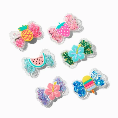 Claire's Club Summer Fruit Shaker Hair Bow Clips - 6 Pack