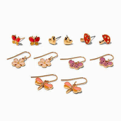 Spring Motifs Gold-tone Earring Set - 6 Pack