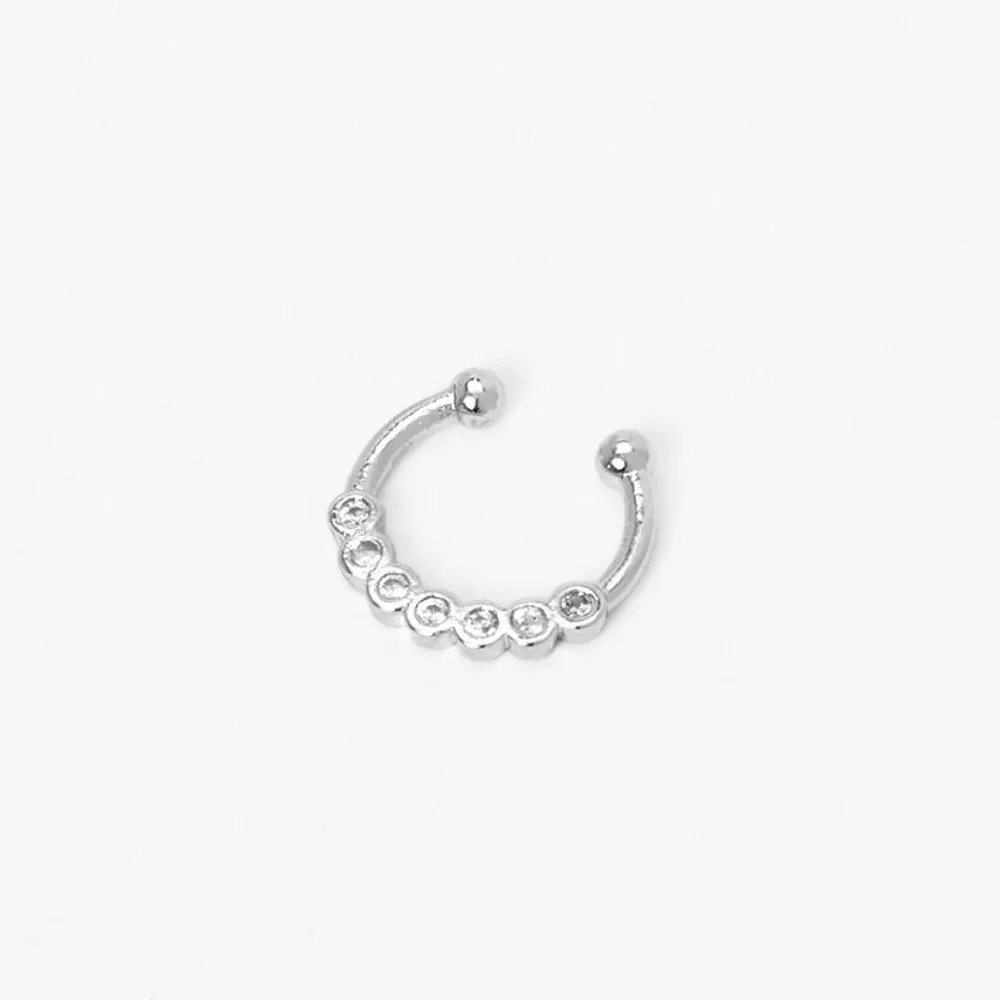 Silver Faux Crystal Septum Nose Ring