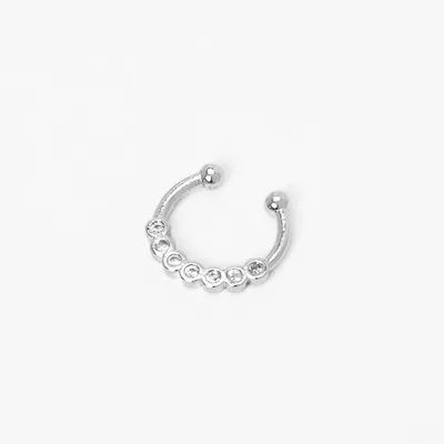 Silver Faux Crystal Septum Nose Ring