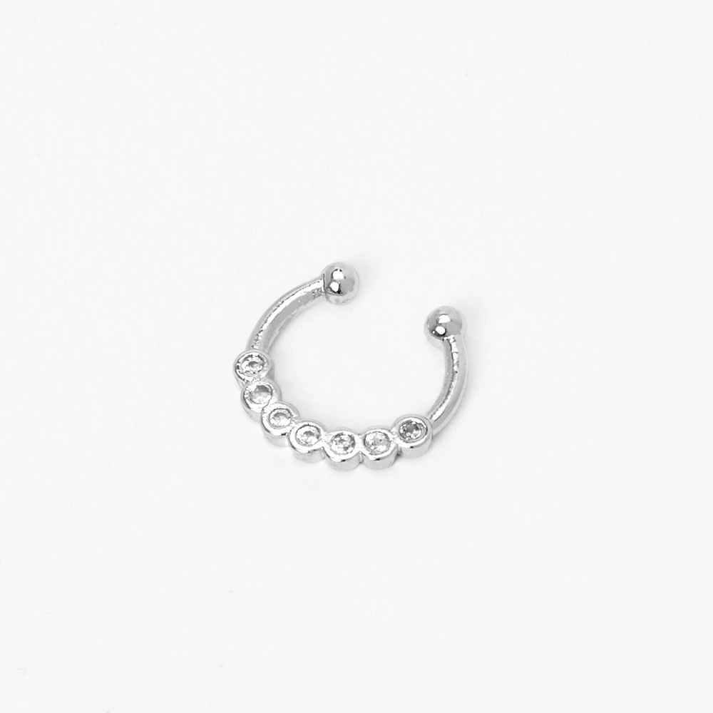 Silver Faux Crystal Septum Nose Ring