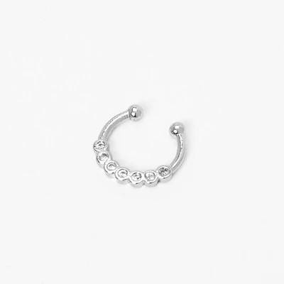 Silver Faux Crystal Septum Nose Ring