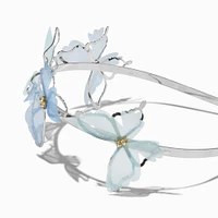 Blue Organza Butterfly Double Row Headband