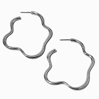 Silver-tone Squiggly 60MM Hoop Earring