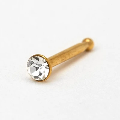 20G Gold-tone Stainless Steel Crystal Nose Stud