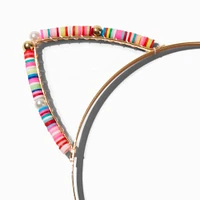 Rainbow Disc Beads Cat Ears Headband