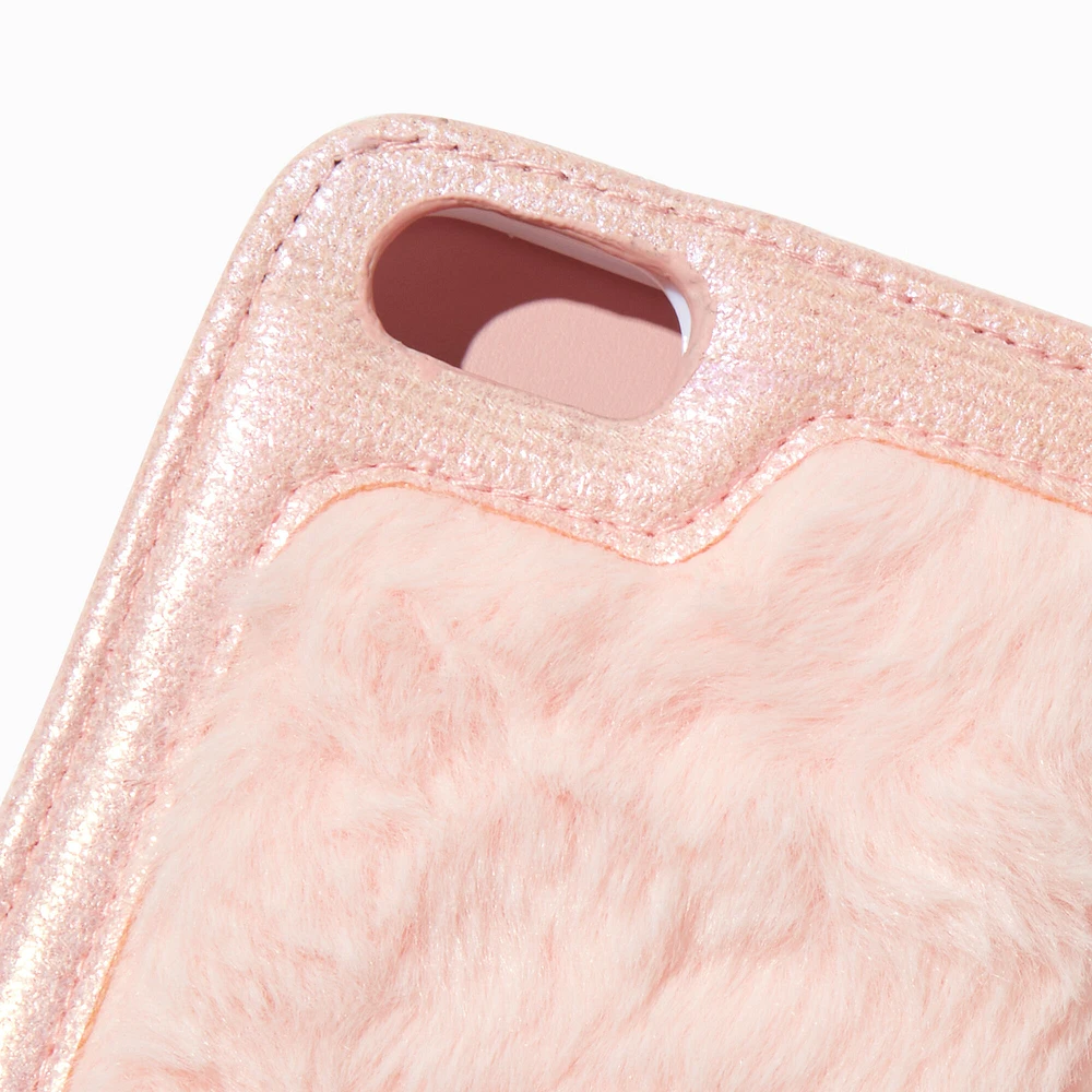 Pink Furry Booklet Phone Case - Fits iPhone® 6/7/8/SE