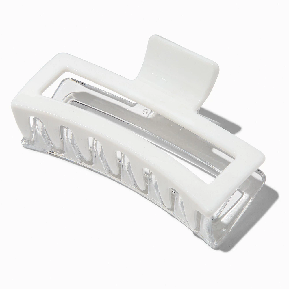 Large Two-Tone White Rectangular Hair Claw