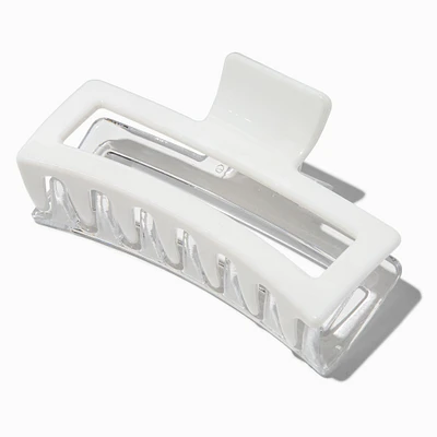 Large Two-Tone White Rectangular Hair Claw