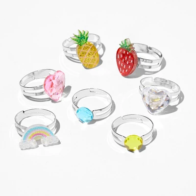 Claire's Club Pineapple Fruit Silver Rings - 7 Pack