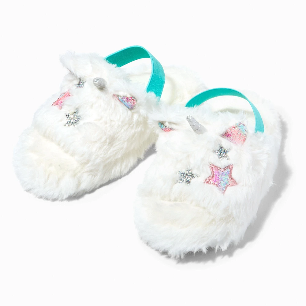 Claire's Club Unicorn Star Plush Slippers