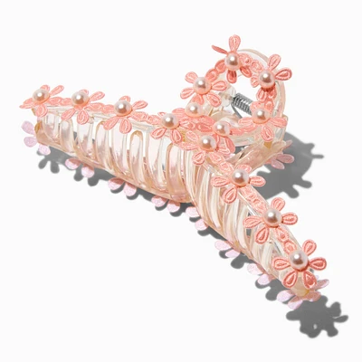 Blush Pink Flower & Pearl Hair Claw