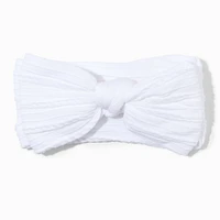 Claire's Club White Nylon Ribbed Bow Headwrap