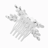 White Flower & Rhinestone Leaf Hair Comb