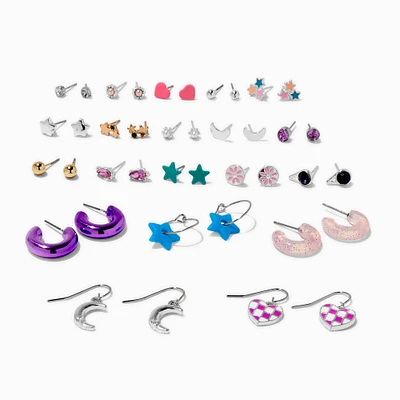 Purple Hoops Earring Stackables Set - 20 Pack