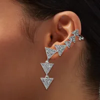 Triangle-Shaped Crystal Crawler Ear Cuff Earring