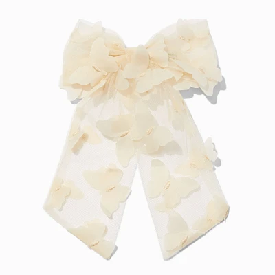 Ivory Chiffon Butterfly Hair Bow Clip