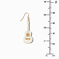 Gold Guitar 2" Drop Earrings