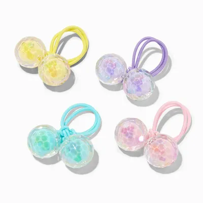 Claire's Club Pastel Iridescent Knocker Bead Hair Ties - 4 Pack