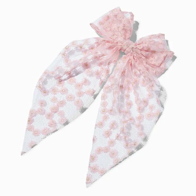 Pink Daisy Lace Hair Bow Clip